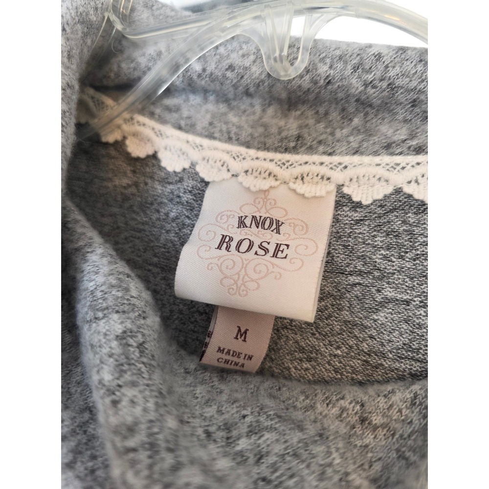 Knox‎ Rose Women Gray Cowl Neck Lace Trim Tunic Sweater Size M - Picture 6 of 8